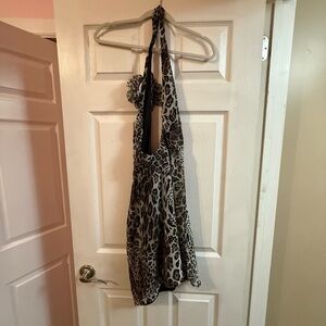 PrettyLittleThing Leopard Print Backless Dress